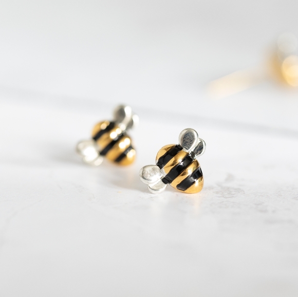 Honey Bee Earring Studs (S925) - Only 1 left! - Picture 3 of 6